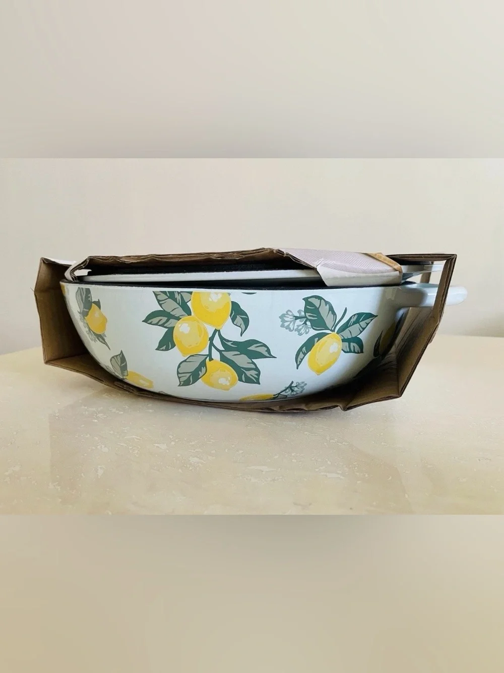 New Farmhouse 4 qt Cast Iron Pot Braiser Cookware w Lid LEMON Oven Safe